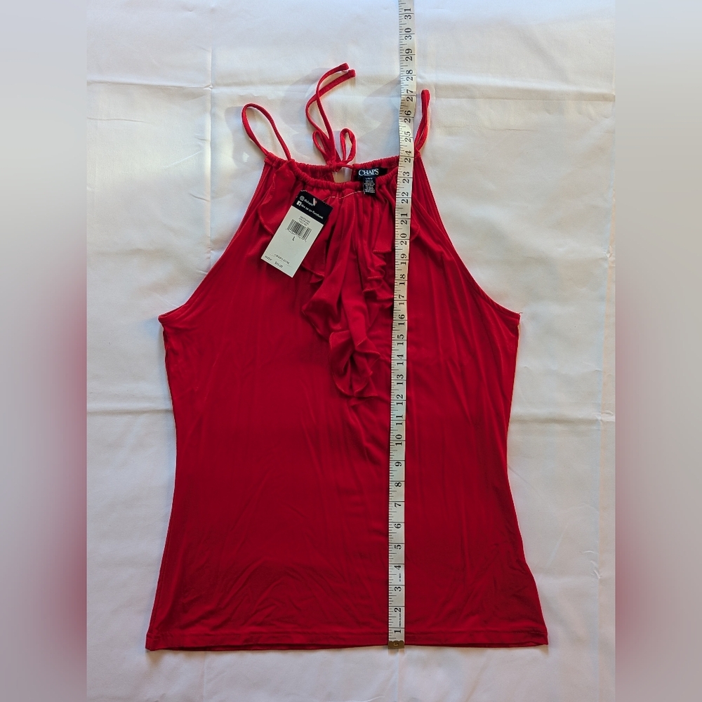 NWT Chaps RED Ruffle Halter Top - Picture 6 of 8
